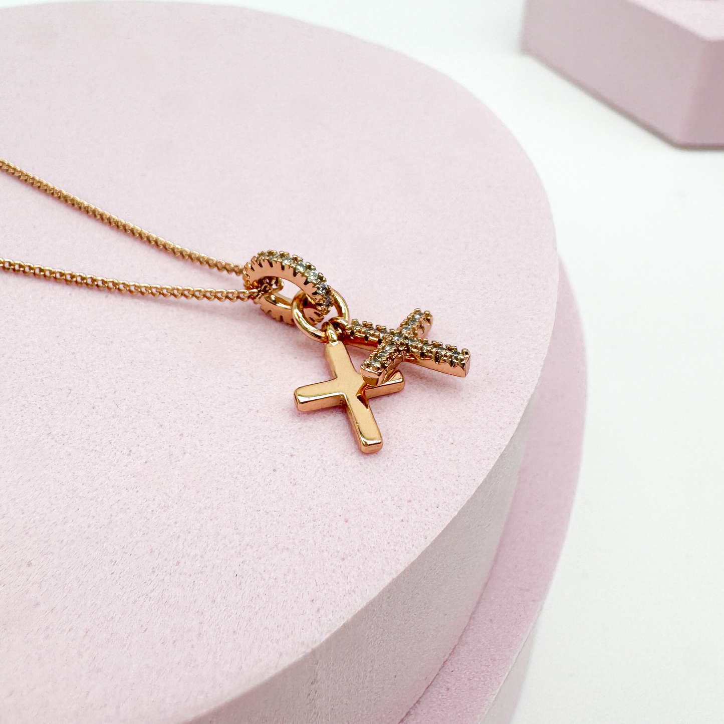 Sacred Spark Roségold - Halskette Kreuz antiallergisch langlebig