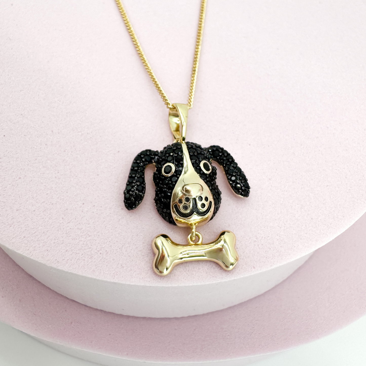 Shiny Pup Black - Kette Anhänger Hund