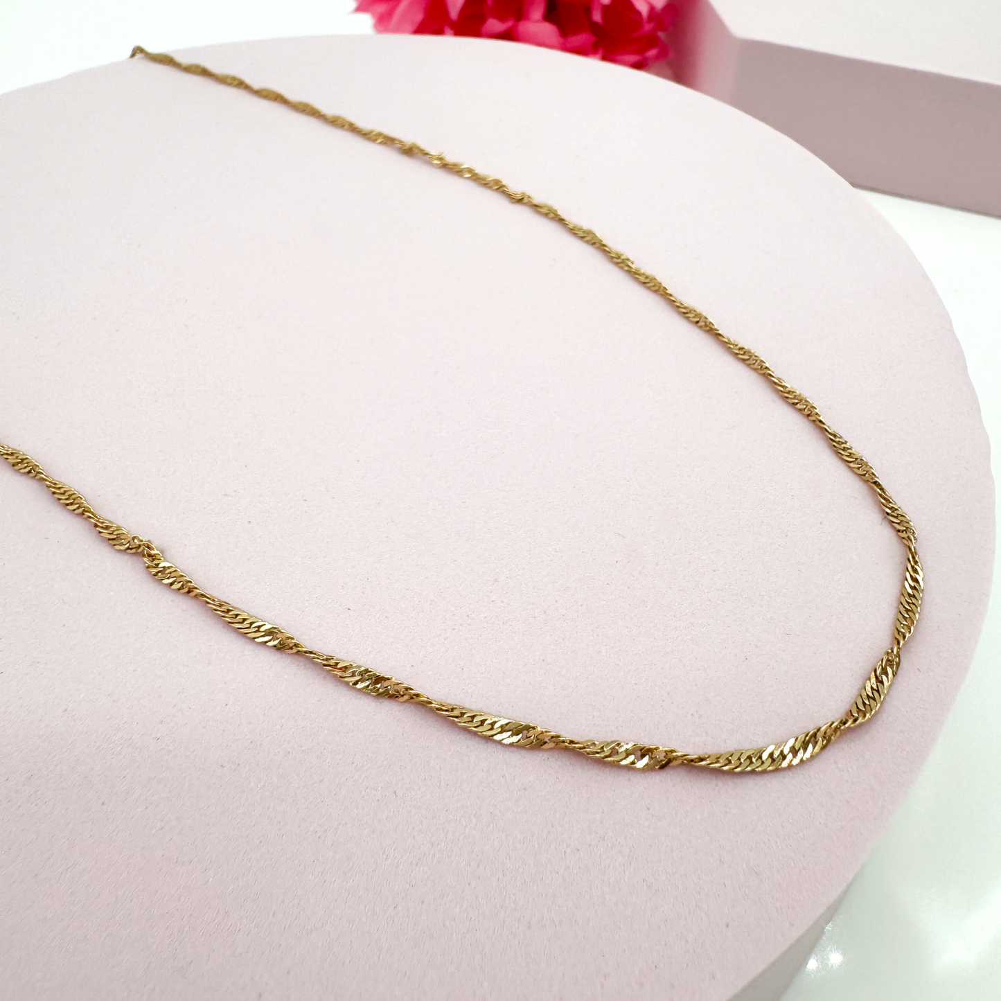 Rosé Spiral lang - Kette Roségold Unisex