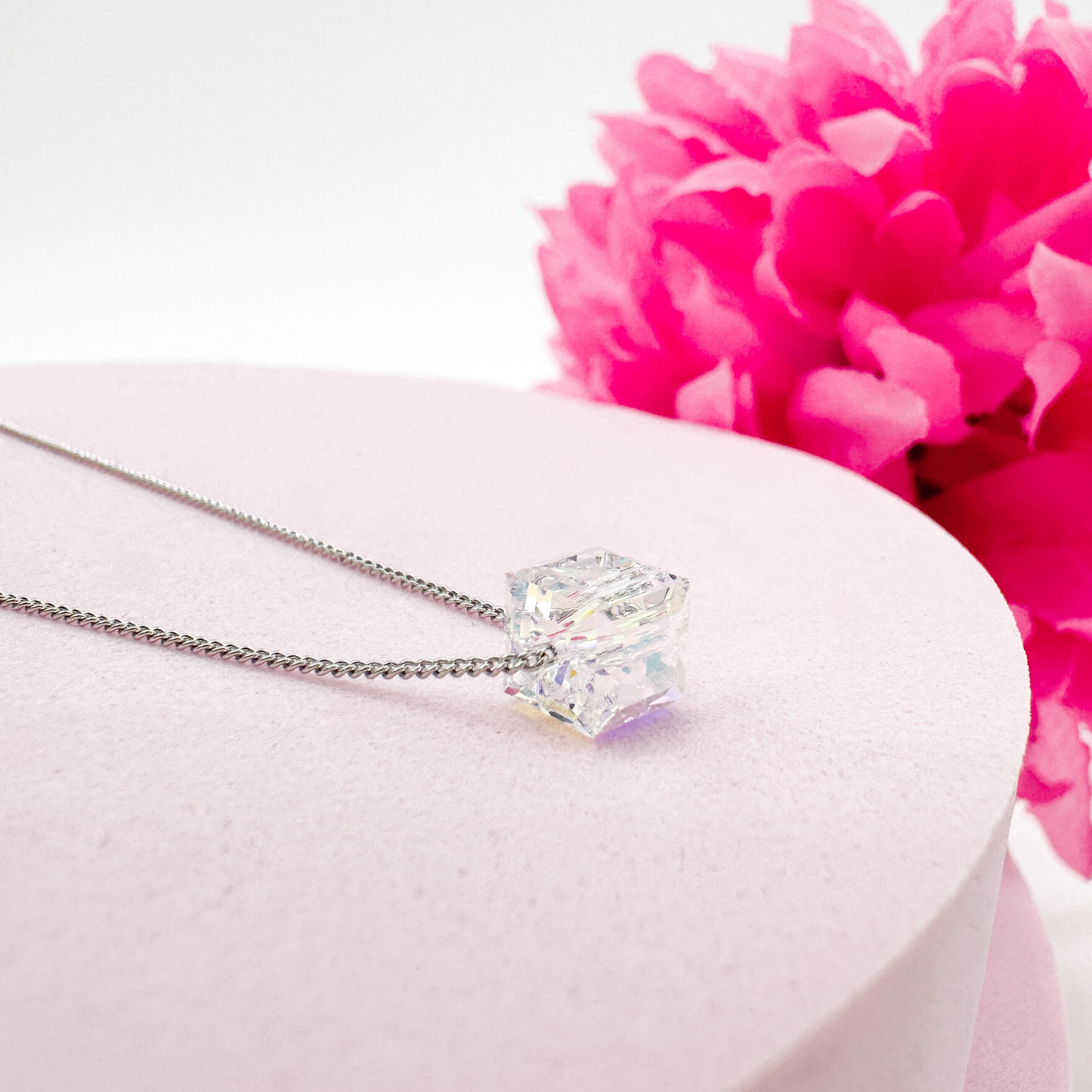 Crystalflare Silber - Damen Halskette edel schlicht antiallergisch