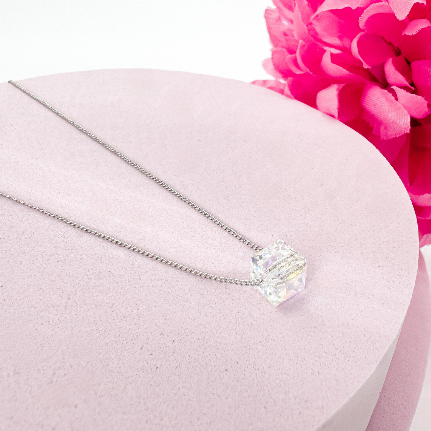 Crystalflare Silber - Damen Halskette edel schlicht antiallergisch